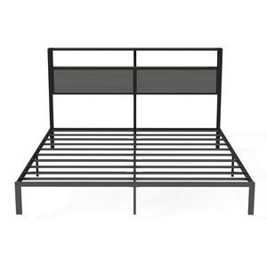 English Elm Queen Metal Platform Bed with Rgb Led Headboard Charging Station and Underbed Storage T3963P483808