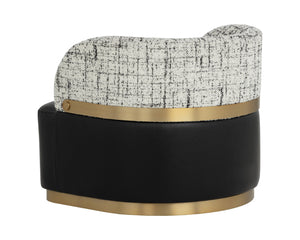 Sunpan Brinda Swivel Lounge Chair - Elegant Mid-century Design With Gold Stainless Steel Accents Black Fabric ,Faux Leather 111447