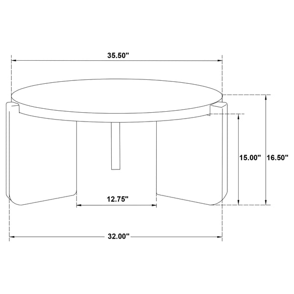 English Elm Lansing Round Rubberwood Coffee and Side Table Set with Sculptural Matte Black Legs B062S01467