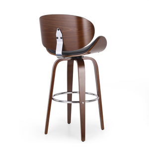 English Elm Christopher Knight Home® - 30" Mid-Century Modern Upholstered Swivel Barstool with Beech Frame, Concave Seat, Easy-Clean Leather Finish Black 67493.00PUMDNT