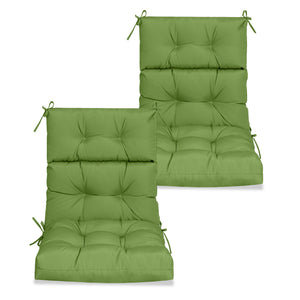 English Elm 2 Pcs Set High Back Patio Chair Cushions Tufted Outdoor Reversible 44x22x4 Waterproof Comfort Green W419P287333