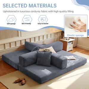 English Elm 2-In-1 Convertible Modular Sofa Bed - Space-Saving Memory Foam Lounge For Small Living Spaces - Gray W3653P355617