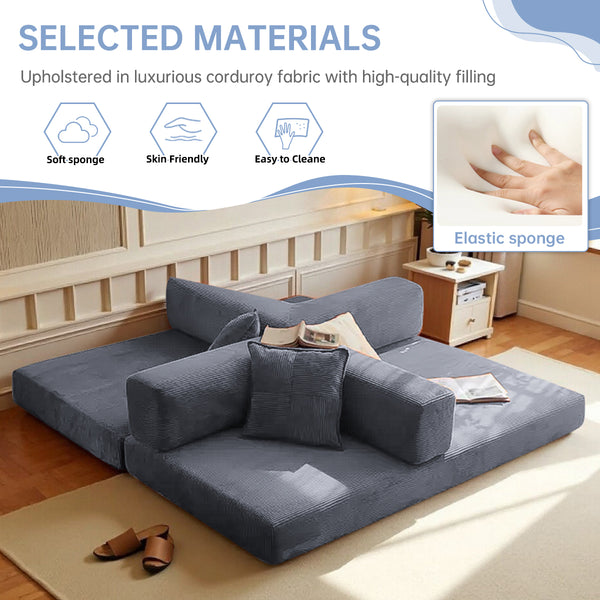 English Elm 2-In-1 Convertible Modular Sofa Bed - Space-Saving Memory Foam Lounge For Small Living Spaces - Gray W3653P355617