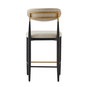 English Elm Christopher Knight Home® - ARMLESS Modern Upholstered Counter Stool Set of 2 with Iron Toothpick Frame, Gold Trim Accents Beige+Black N771P316339A