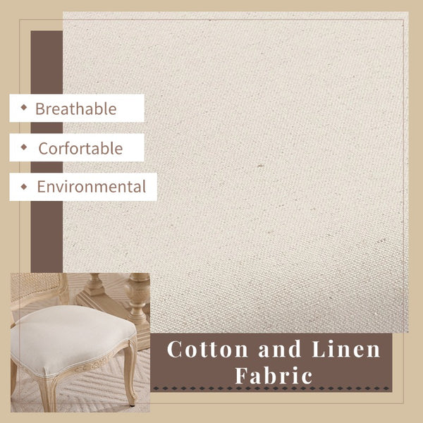 English Elm French Country Dining Chairs Set Of 2, Upholstered Rattan Back Accent Chairs For Dining & Living W3426P324538