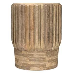 English Elm Lyall Solid Mango Wood Round Side Table with Fluted Column Design for Any Room B136P419901