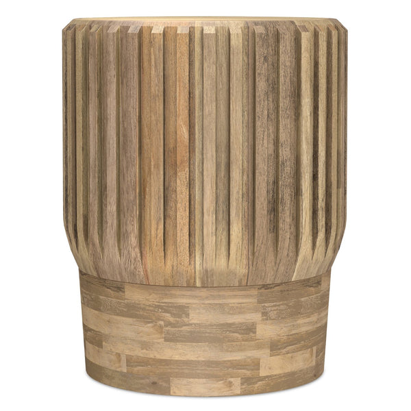 English Elm Lyall Solid Mango Wood Round Side Table with Fluted Column Design for Any Room B136P419901