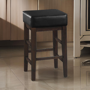 English Elm Vin Espresso Wood Counter Stools with Faux Leather Seats and Ladder Back Set of 2 B056P416883
