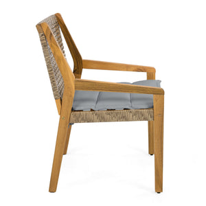 English Elm Modern Acacia Wood Outdoor Dining Set with Wicker Armchairs for Patio or Deck N770PS597R192