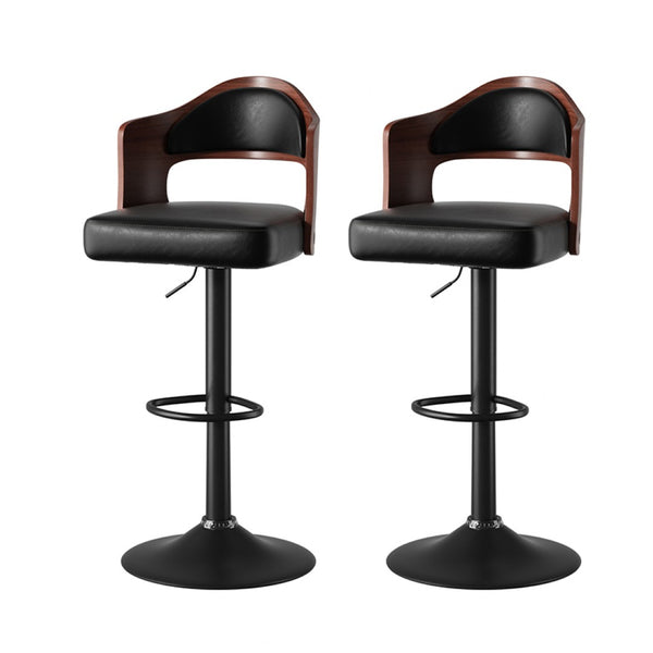 English Elm Swivel Bar Stools Set Of 2 - Adjustable Height, Comfortable Pu Leather & Bentwood Design For Dining T3950P394218-GIGA