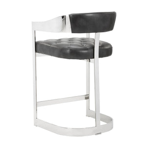 Sunpan Beaumont Ultra Contemporary Bar Stool with T-Shaped Back and Durable Design for Any Space Stainless Steel / Cantina Magnetite