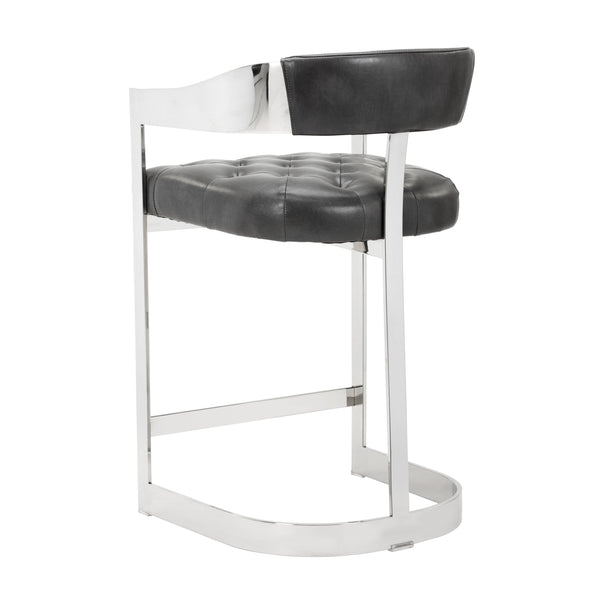 Sunpan Beaumont Ultra Contemporary Bar Stool with T-Shaped Back and Durable Design for Any Space Stainless Steel / Cantina Magnetite