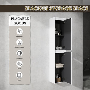 English Elm 12" Bathroom Side Cabinet - Sleek Wall-Mounted Design With Soft-Close Doors For Organized Storage W999S00278