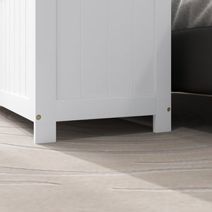 English Elm HOMCOM Spacious 39.4" Wooden Storage Chest with Safety Hinges, Sturdy Seat, Handles, 352 lb Cap. White W2225P173961