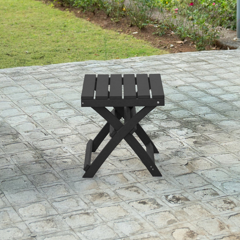 English Elm Seaview Recycled Hdpe Outdoor Folding Side Table Uv Resistant Patio Deck Use Black B2745P409721