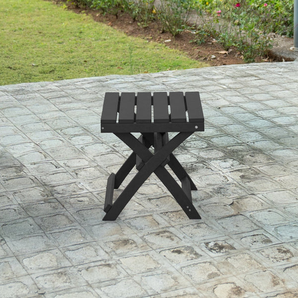 English Elm Seaview Recycled Hdpe Outdoor Folding Side Table Uv Resistant Patio Deck Use Black B2745P409721