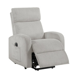 English Elm Contemporary Power Lift Chair Recliner with Plush Corduroy, Foam-Over-Coil Support & Side Pocket Light Gray 31 L x 29 W x 24 H B011P395832