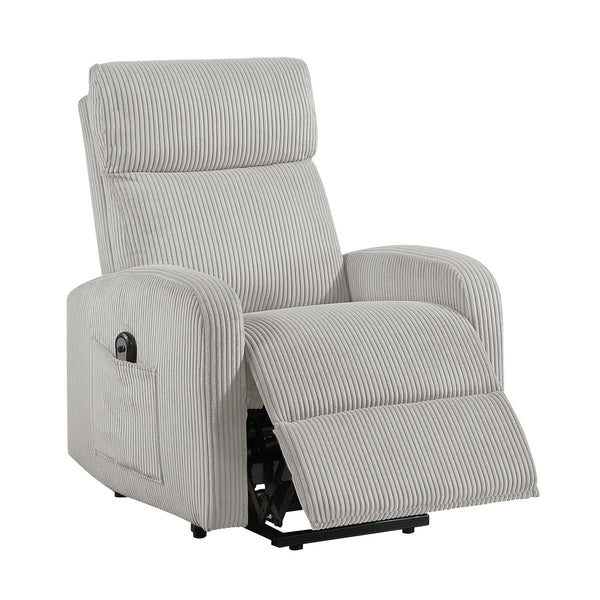 English Elm Contemporary Power Lift Chair Recliner with Plush Corduroy, Foam-Over-Coil Support & Side Pocket Light Gray 31 L x 29 W x 24 H B011P395832