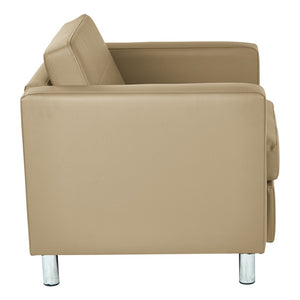 OSP Home Furnishings Pacific Club Armchair in Faux Leather with Chrome Legs for Modern Living Spaces Buff PAC51-R104
