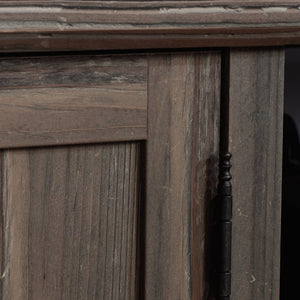 English Elm Credenza, Brown finish with adjustable shelves, concealed double-door storage, durable 1" top for display and workspace B356P367755