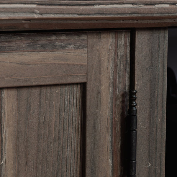 English Elm Credenza, Brown finish with adjustable shelves, concealed double-door storage, durable 1" top for display and workspace B356P367755