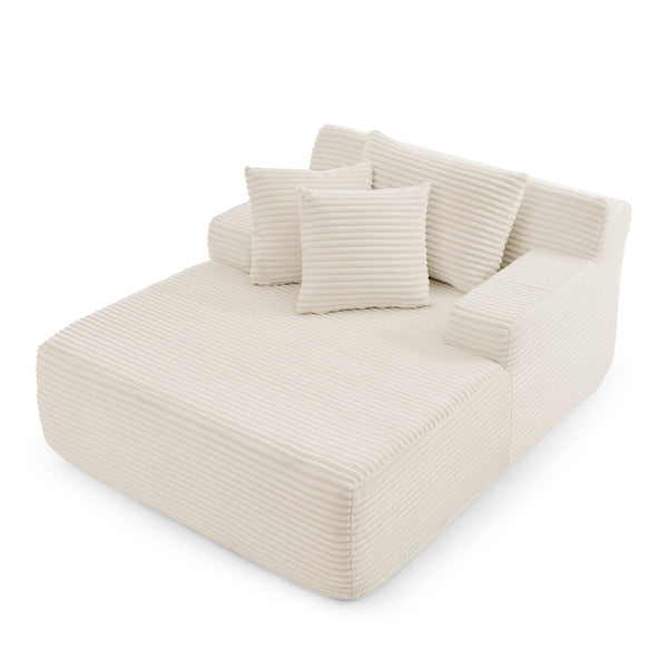 English Elm Single Frameless Velvet Lounge Chair Plush High Density Foam Accent Seat for Living Room Beige W487P420019