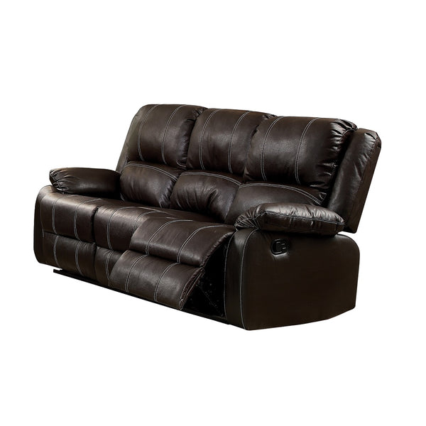 English Elm Zuriel Synthetic Leather Recliner Sofa with Pocket Springs, Pillow-Top Arms & Smooth Latch Recline Brown 77 L x 31 W x 26 H B2726P253075