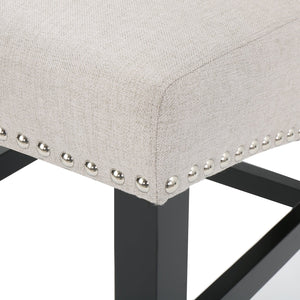 English Elm Christopher Knight Home® - 25" Contemporary Upholstered Counter Stools with Nailhead Trim, Wheat Fabric, Black Legs, Foam Comfort (Set of 2) N780P278314B