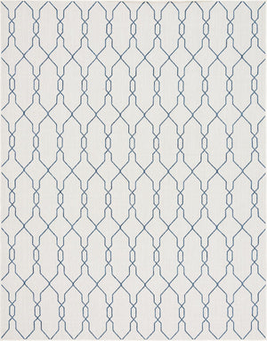 Unique Loom Outdoor Trellis Links Trellis Machine Made Trellis Rug Ivory, Navy Blue 9' 0" x 12' 0"