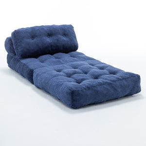 English Elm Folding Floor Sofa Bed Convertible Sleeper Chair with Shredded Foam Corded Fabric Dark Blue W2200P442795
