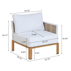English Elm Vine 4-Piece Conversation Set Cream — Waterproof Aluminum & UV-Resistant Cushions, Marble Table Elegance B365S00106