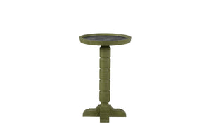 English Elm Spot Pedestal Accent Table with Turned Base and Sculpted Feet for Cozy Living Spaces Green+Dark Green B2699P447491