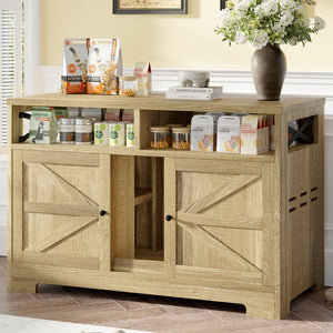 English Elm GO Double Cat Litter Box Enclosure Furniture Table for 2 Cats — Farmhouse Hidden Washroom, Brown N704P270702D