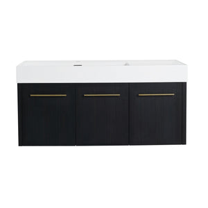 English Elm 48 Inch Wall-Mounted Bathroom Vanity With Sleek Resin Sink, Soft-Close Cabinet, Space-Saving Design W999S00263