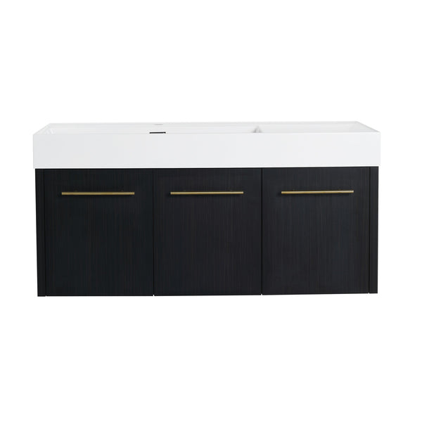 English Elm 48 Inch Wall-Mounted Bathroom Vanity With Sleek Resin Sink, Soft-Close Cabinet, Space-Saving Design W999S00263