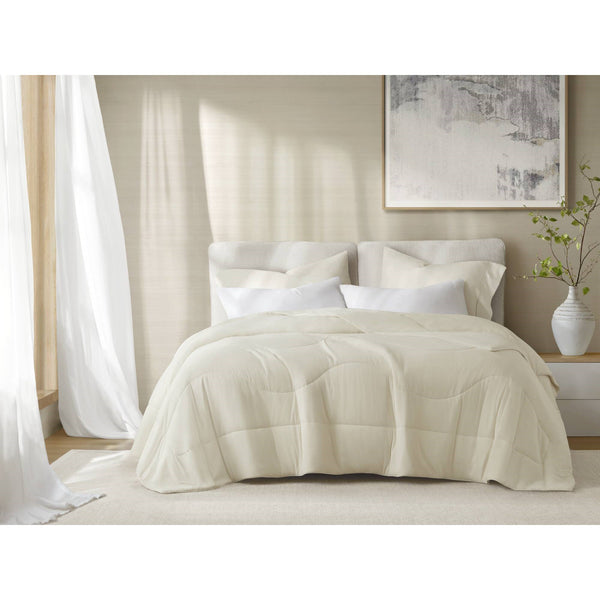 English Elm 1-piece King Reversible Tencel Fill Comforter with Sculptural Weave Cooling Texture Ivory B035P408276