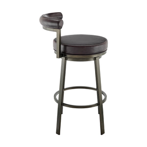 English Elm Reuben Swivel Counterstool with Faux Leather Seat and Industrial Black Metal Frame Brown B2736P464848
