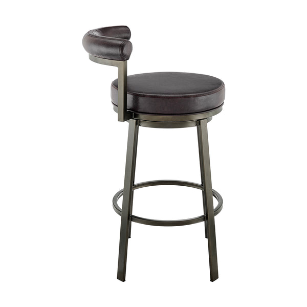 English Elm Reuben Swivel Counterstool with Faux Leather Seat and Industrial Black Metal Frame Brown B2736P464848