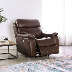 English Elm Transitional Multi-Function Glider Recliner with Channel Back, Cup Holders, Hidden Storage, Upholstered Comfort Brown 42 L x 34 W x 30 H B2741P387649