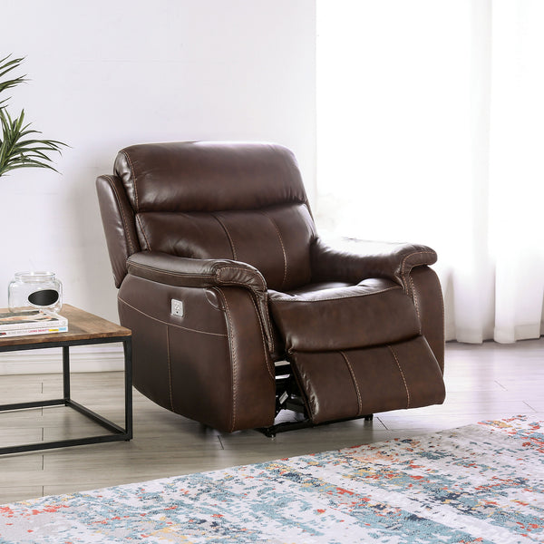 English Elm Transitional Multi-Function Glider Recliner with Channel Back, Cup Holders, Hidden Storage, Upholstered Comfort Brown 42 L x 34 W x 30 H B2741P387649