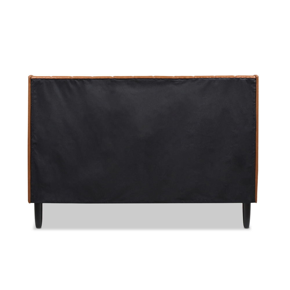 English Elm Jennifer Taylor Home - Aspen Vertical Tufted Queen Platform Bed Set - Caramel Tan Faux Leather, Modern Design & Comfort B2719P238511