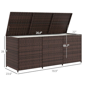 English Elm Outsunny 175 Gallon Weather-Resistant Rattan Deck Box With Pneumatic Lid For Outdoor Storage Solutions W2225P200688-GIGA