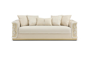 English Elm Talia Sofa with Kiln-Dried Hardwood Frame, Patterned Accents & Gloss Brass Trim for Modern Living Room Ivory 35 L x 26 W x 92 H B078P301556