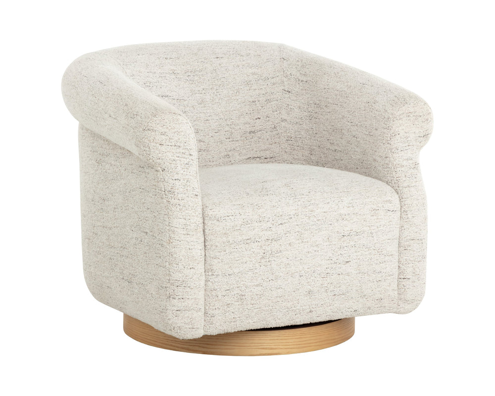 Sunpan Libby Swivel Lounge Chair - Modern Minimalism In Hailey Moon Fabric With Comfortable Foam Fill Cream Fabric 111951