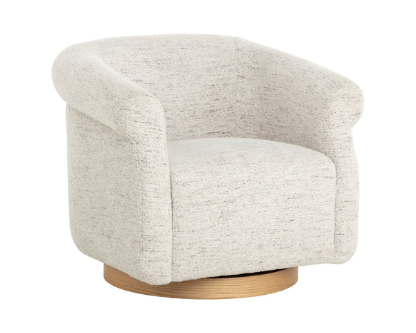 Sunpan Libby Swivel Lounge Chair - Modern Minimalism In Hailey Moon Fabric With Comfortable Foam Fill Cream Fabric 111951