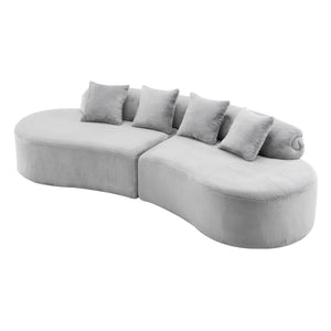 English Elm Modern curved modular sofa with dark plush upholstery, ergonomic design, versatile multi-seat lounge solution for contemporary living rooms LIGHT GREY W3612S00007