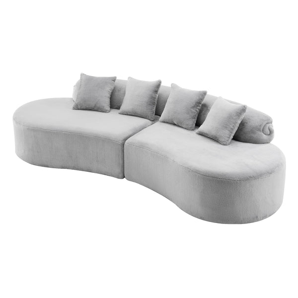 English Elm Modern curved modular sofa with dark plush upholstery, ergonomic design, versatile multi-seat lounge solution for contemporary living rooms LIGHT GREY W3612S00007