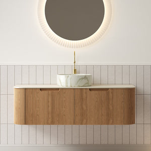 English Elm Dina Floating Bathroom Vanity with Crystal Glass Basin and Sintered Stone Top Beige,Natural Wood,White W2615S00510