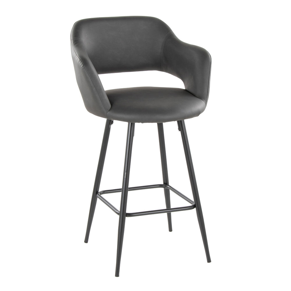 English Elm 26" Counter Stools Set of 2 Grey Faux Leather Urban Kitchen Island Seating B202S00359