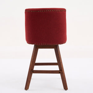 English Elm Counter Curved Back Swivel Barstool with Thick Cushioned Seat, 360° Rotation, Durable Rubberwood Frame, Supports 300 lbs WINE RED W1143P237898